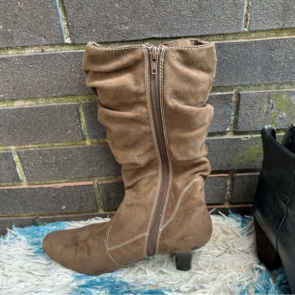 Cato Brown Heeled Boots with Buckle Detail - Picture 2 of 4